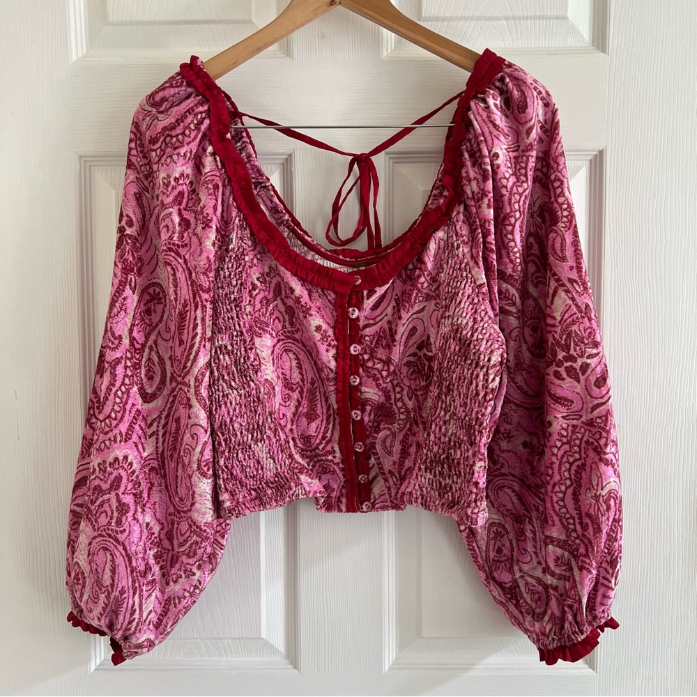 Free People Dare Me Velvet Blouse XL